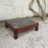 Square oak coffee table and ceramic top