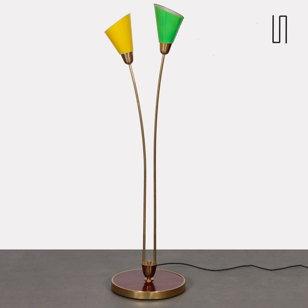 Vintage metal floor lamp, made in Czech, 1960