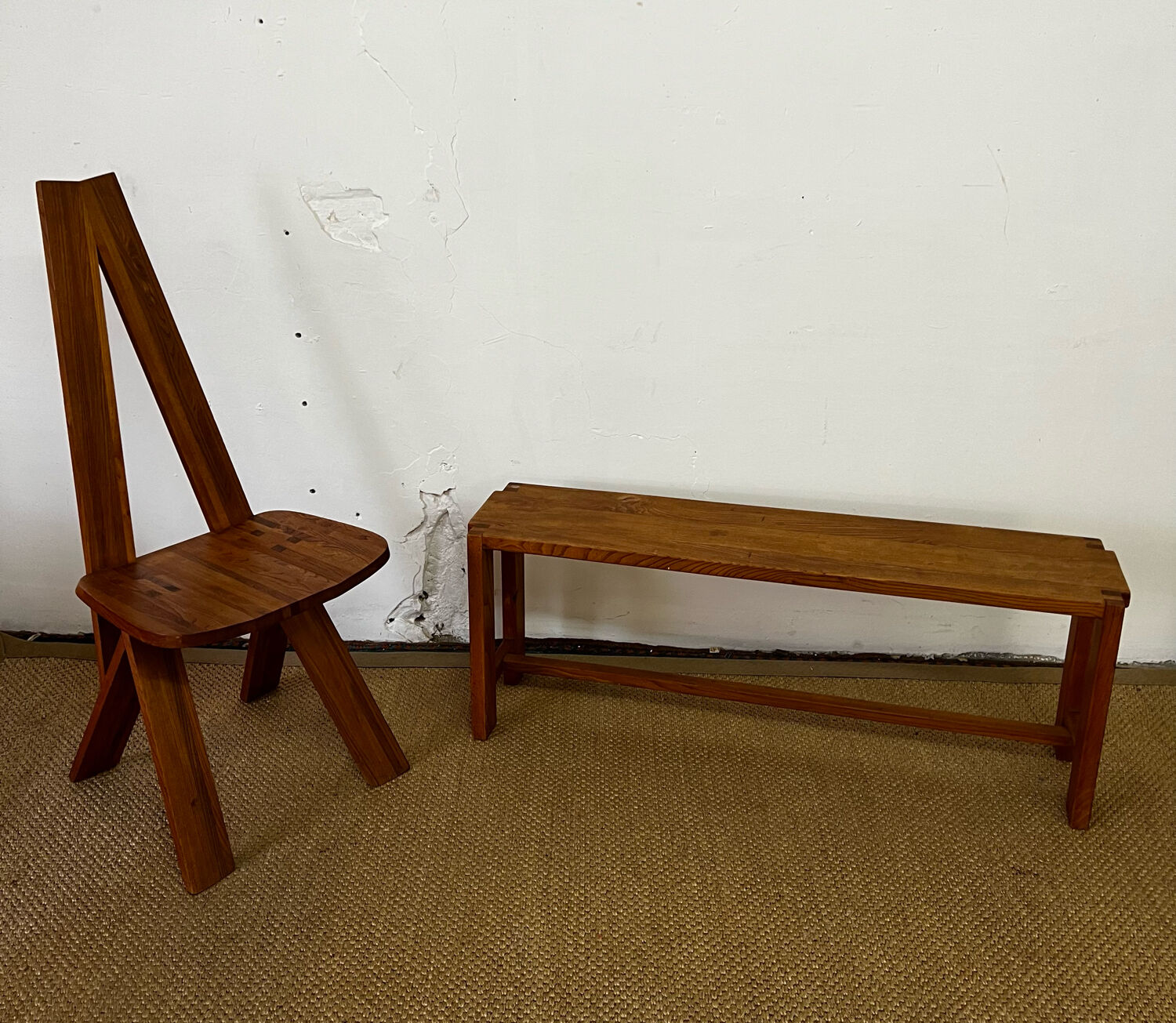Chair and bench in solid wood