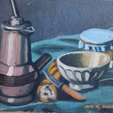 Nature morte bols et cafetière