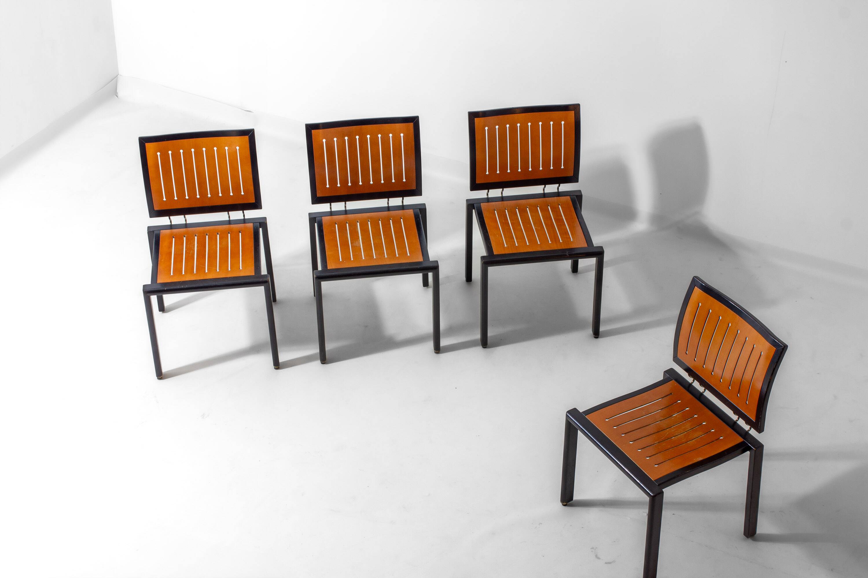 Set of 1980s Bruno Rey Quadro chairs for Dietiker Switzerland