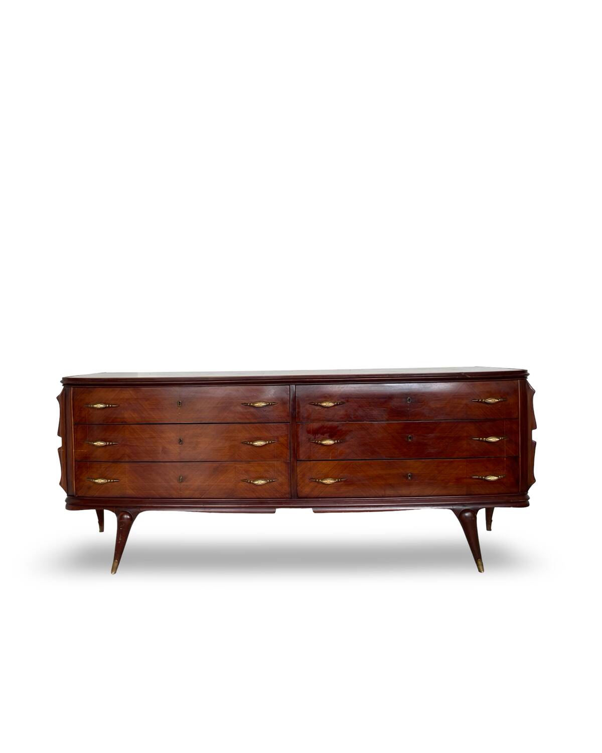 Commode en placage de palissandre avec plateau en onyx vert