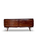 Commode en placage de palissandre avec plateau en onyx vert