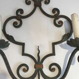 Pair of large decorative wrought iron wall sconces