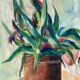 Original Swedish Oil On Canvas – “Vase With Plant” – Vintage & Framed – 34 × 45 Cm