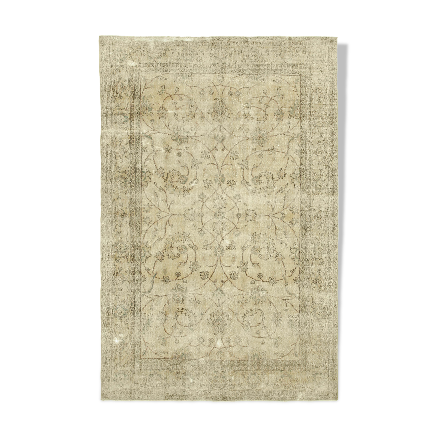 Handmade decorative oriental beige carpet 200 cm x 305 cm