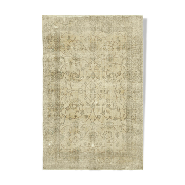 Handmade decorative oriental beige carpet 200 cm x 305 cm