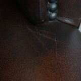 Brown Cowhide Leather Chesterfield Wingback Chair