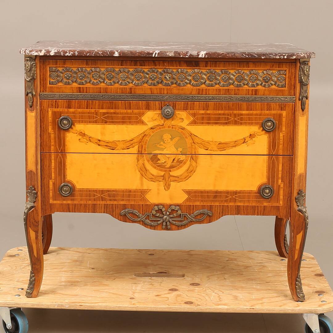 Gustavian Style Chest of Drawers with Intarsia Decor