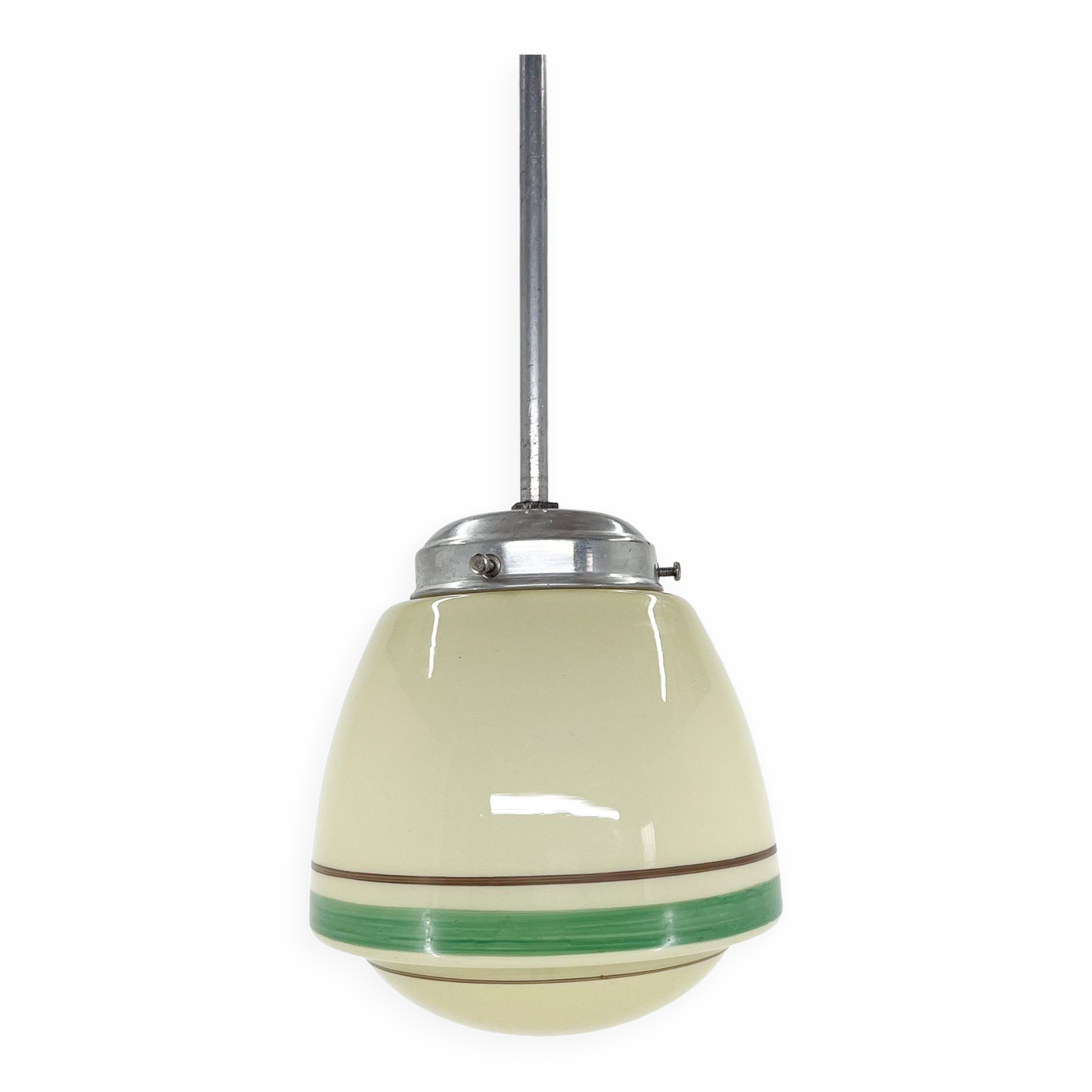 Art Deco Hand Painted Glass Pendant Light, 1930's