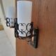 Pair vintage wrought iron wall lamps
