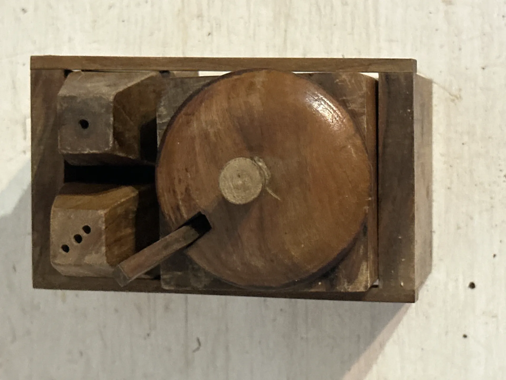 Brutalist condiment service in wood – Mid-Century 1950s