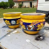 Pair of glazed terracotta planters