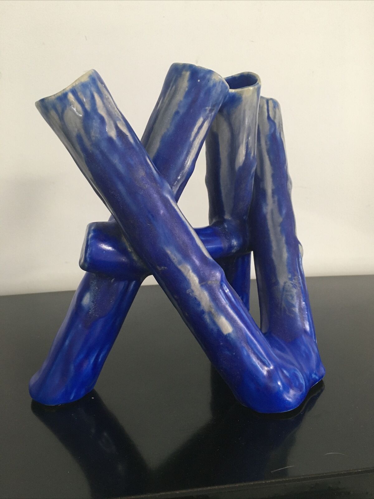 Blue vase ceramic soliflore