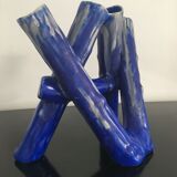 Blue vase ceramic soliflore