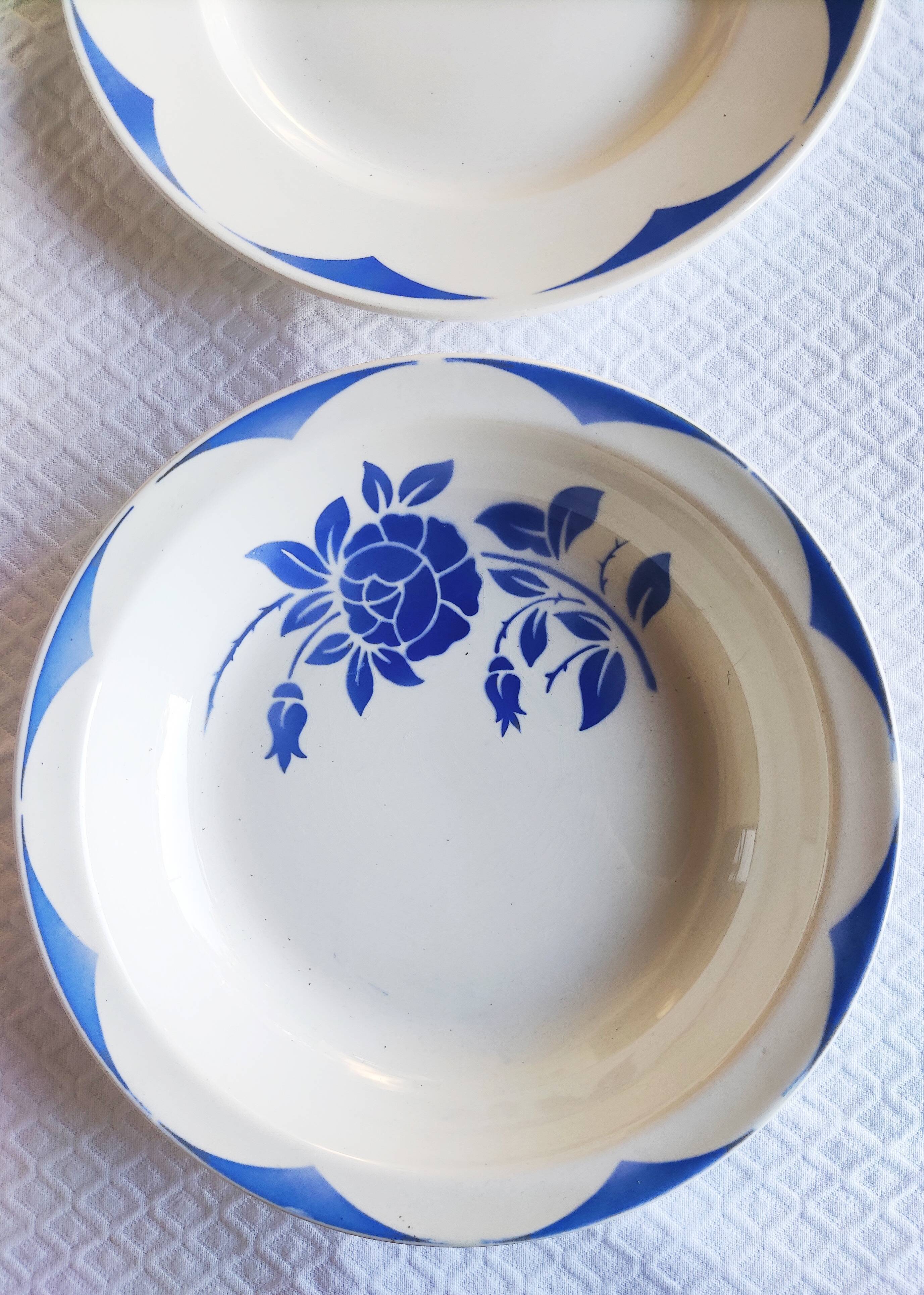 Table service Digoin Sarreguemines - blue and white