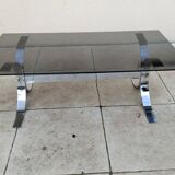 Vintage Design Coffee Table Smoked Glass, Chrome 19