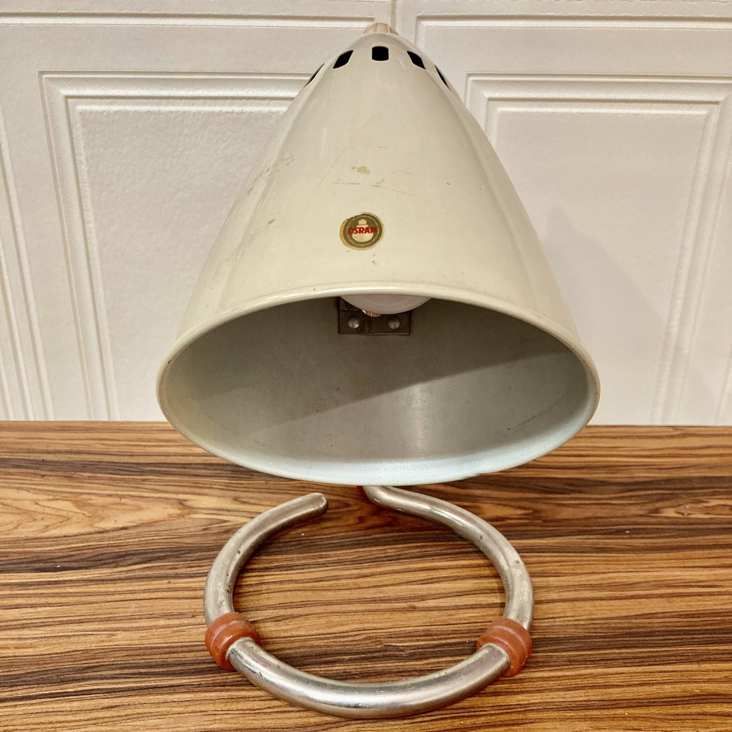 Pair of large metal osram lamps 1950.