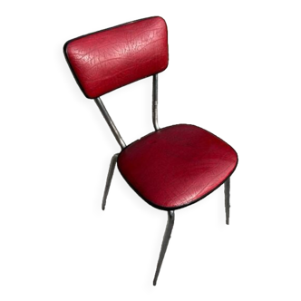 Chaise vintage en métal et skaï rouge 1960/70