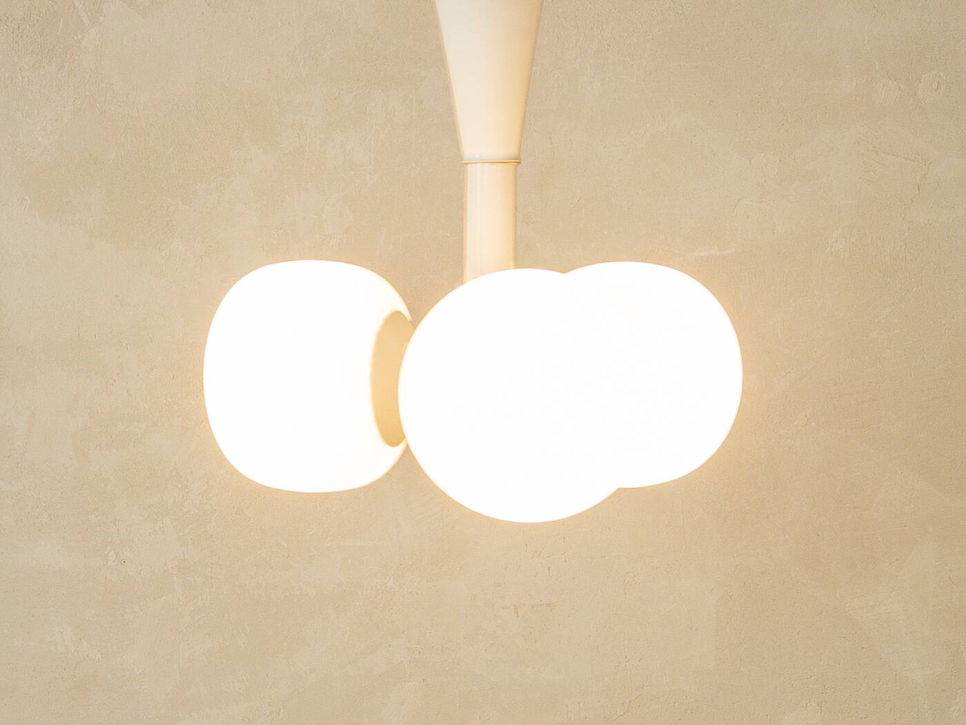 Ceiling lamp from the 1960s with three milk glass shades