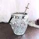 Seau à glace verre cristallin texturé avec pince à glaçons