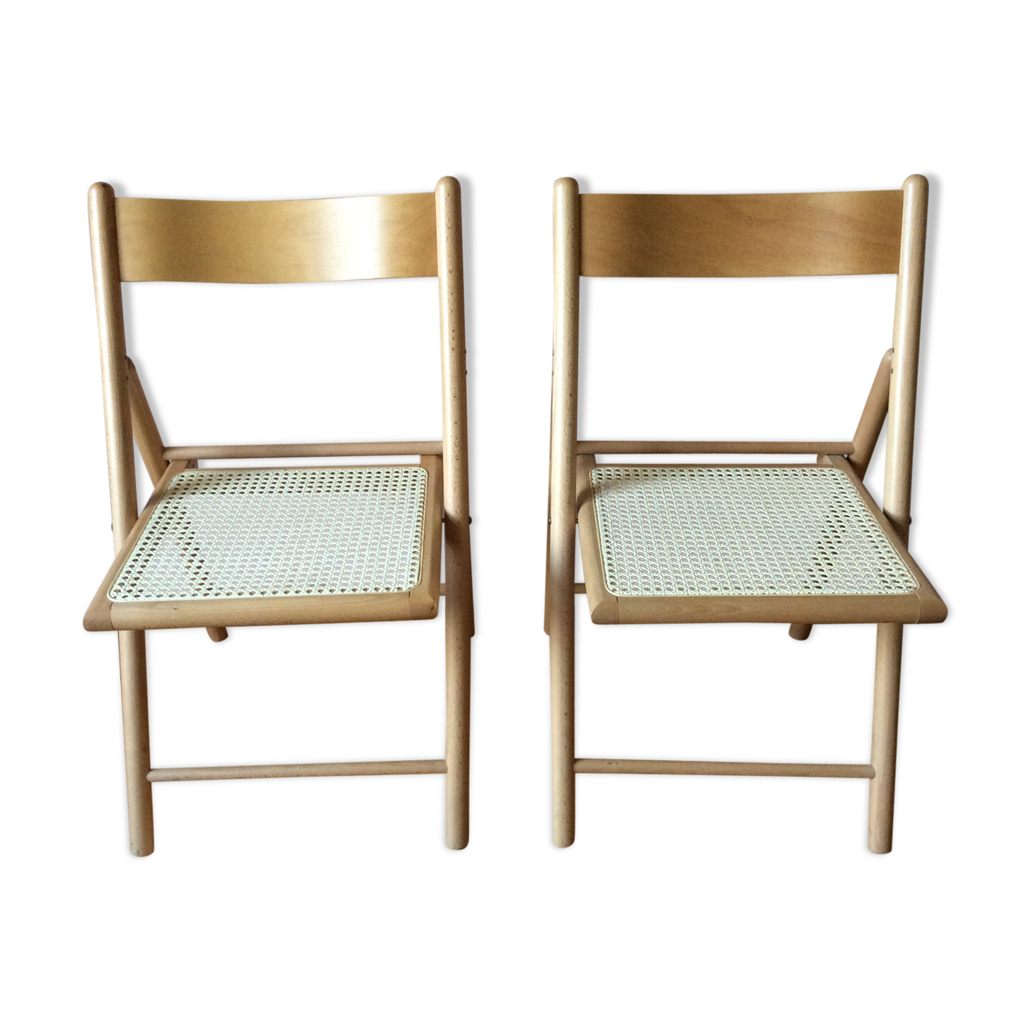 Paire de chaises pliantes cannées vintage