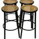 Set of four vintage bar stool - webbing and wood, 1980s Italian design