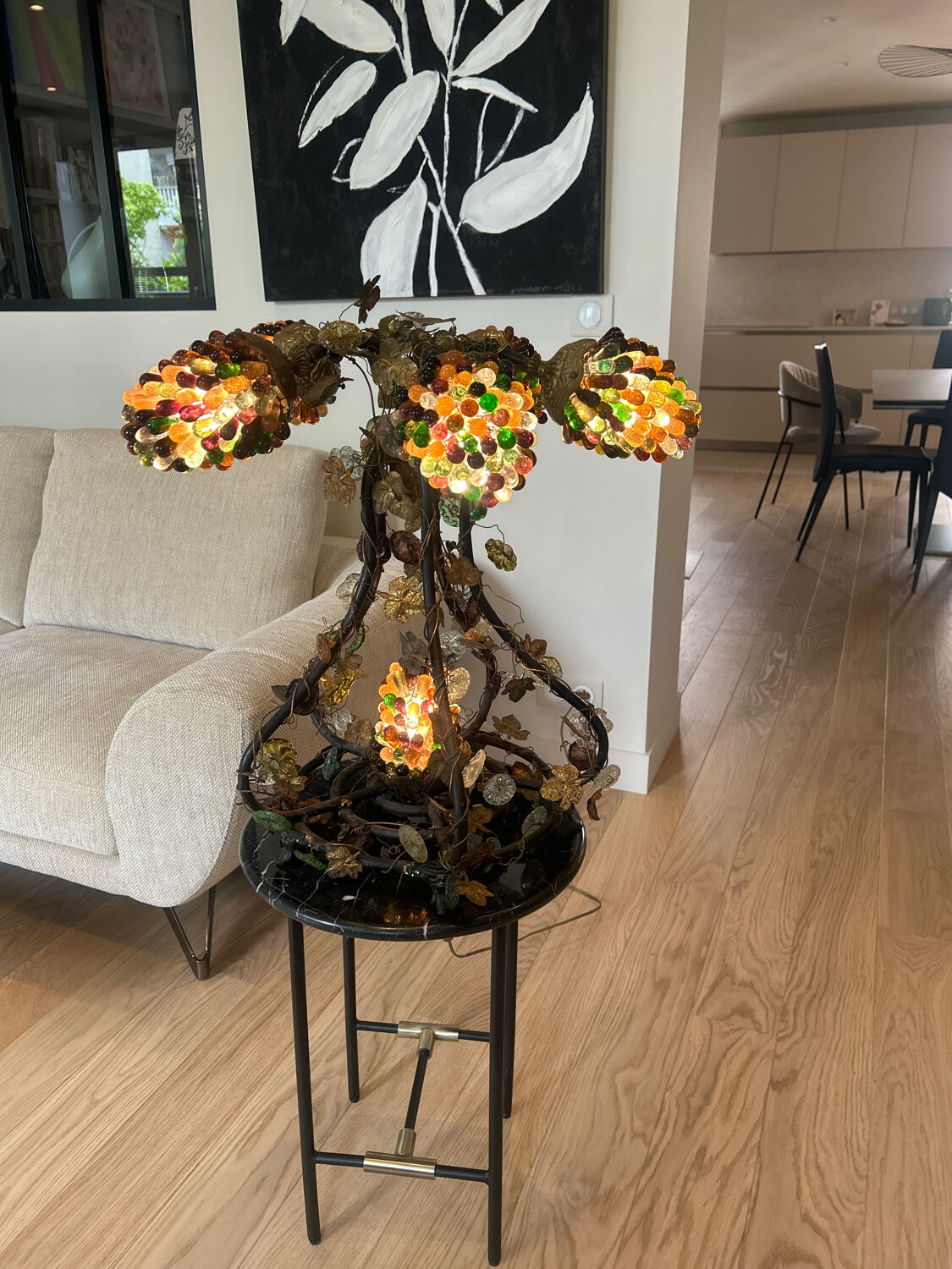 Tief lamp signed – Athena type cluster model – blown glass paste