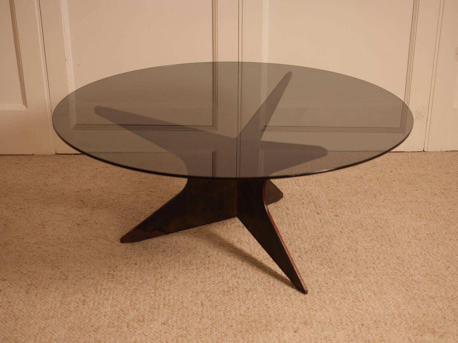 Patinated iron coffee table - France 1960s