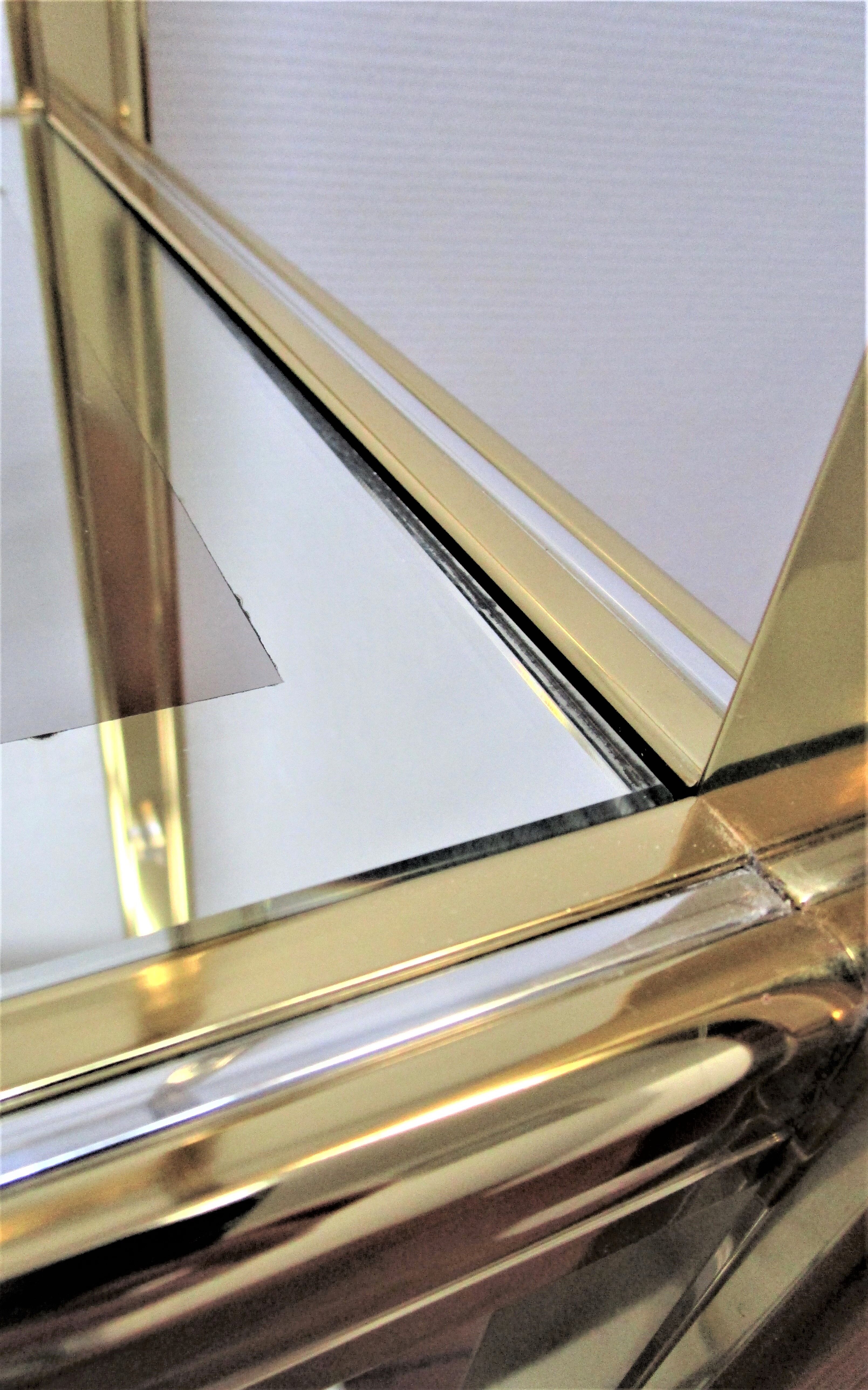 Italian design shelf chrome gilded metal and mirror glasses 70s