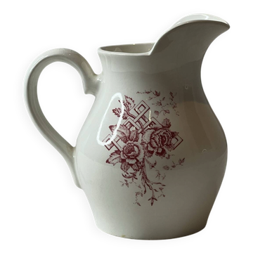 Pot à lait Sarreguemines décor rose rouge