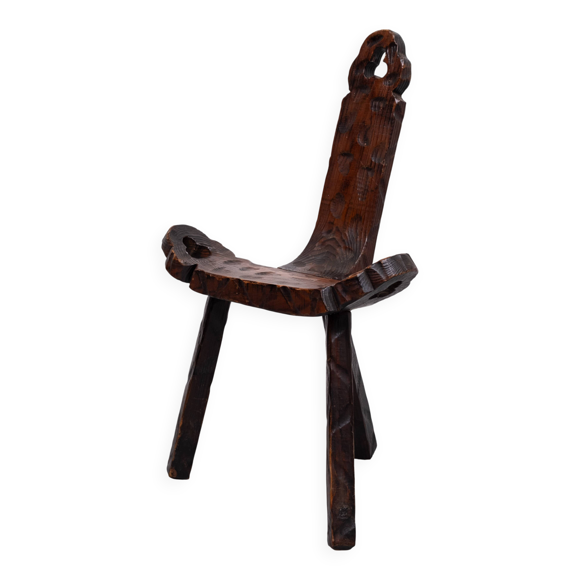 Brutalist tripod Spanish stool 1950s