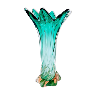 Vintage italian twisted murano glass vase, 1960s