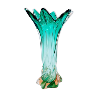 Vase vintage italien en verre de Murano torsadé, 1960