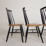 Set of 4 Fanett model slatted chairs, Tapiovaara, 1960s
