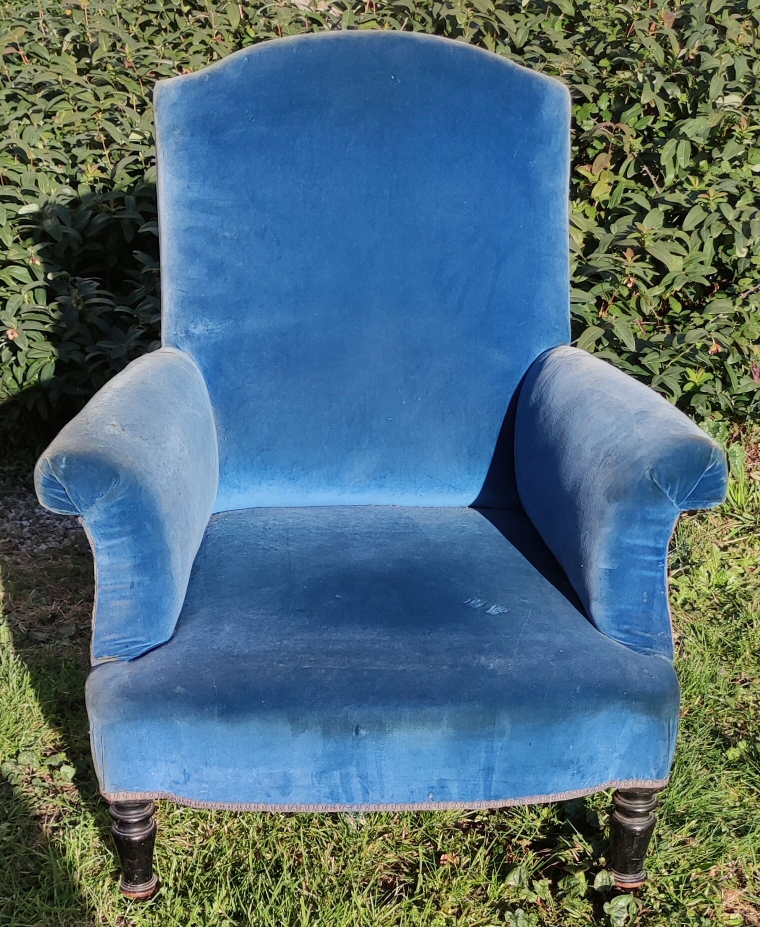 Armchair Napoleon III blue velvet