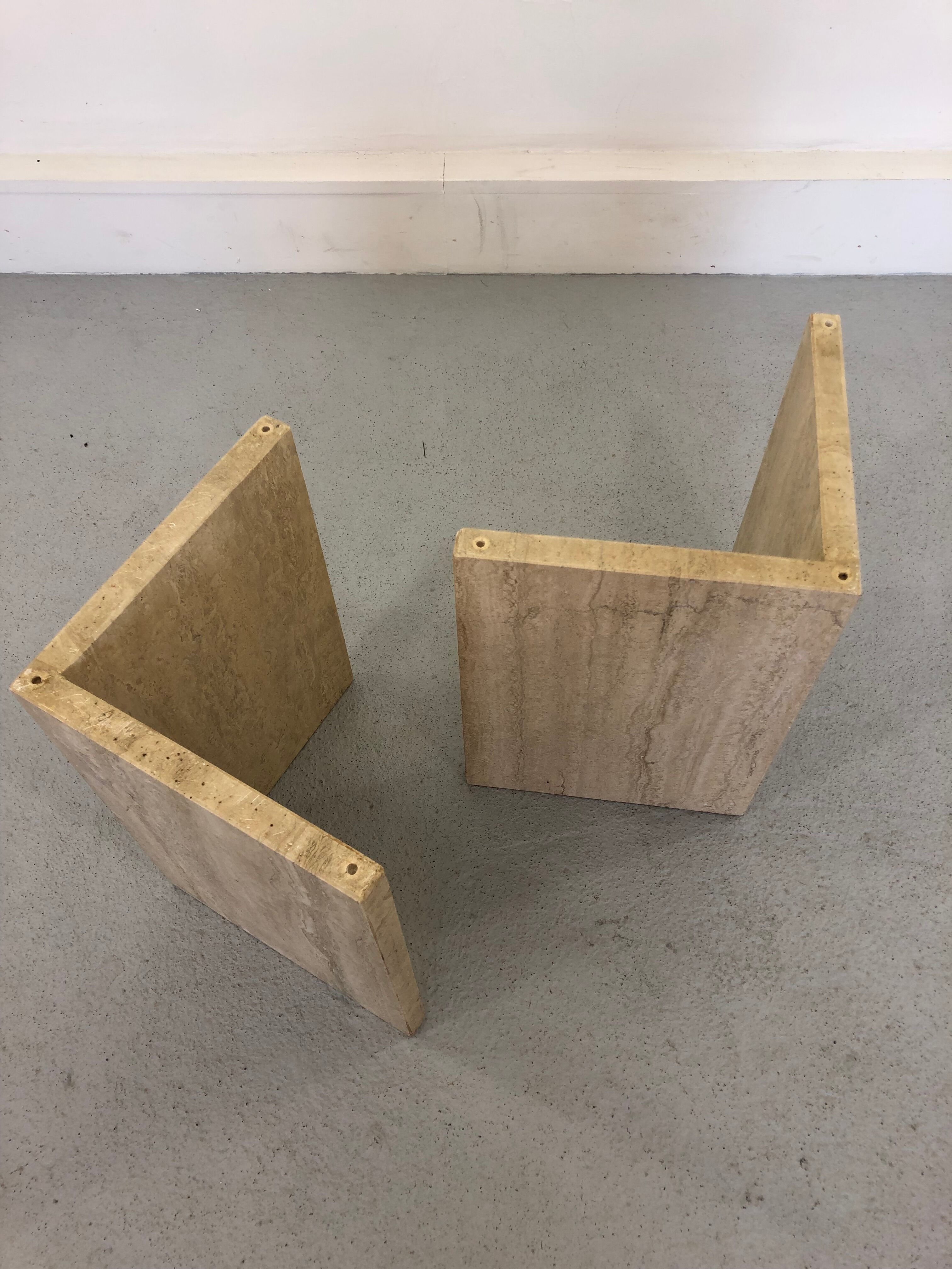 French Coffee Table in Travertine and Marble, 1960s