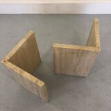 French Coffee Table in Travertine and Marble, 1960s