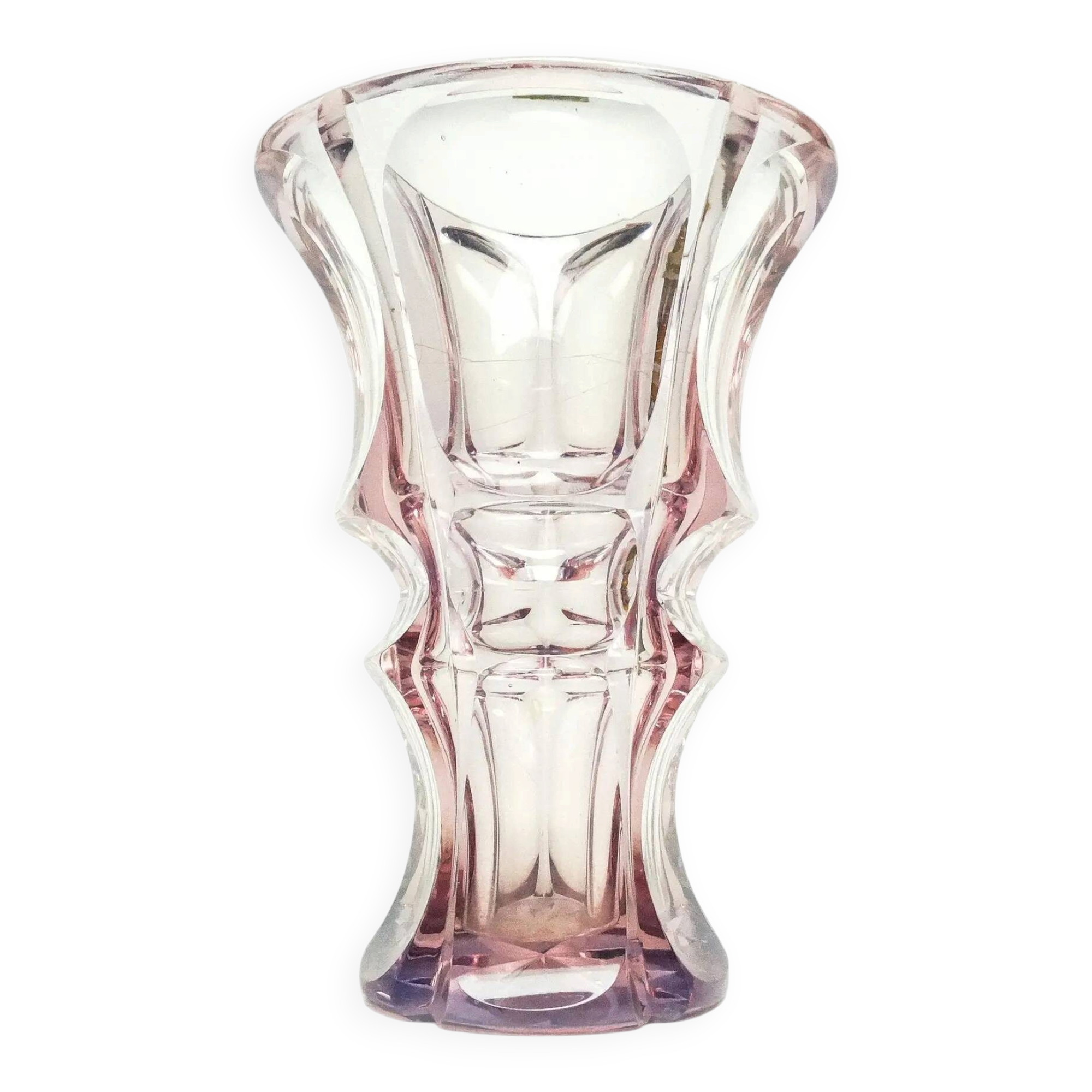 Art Deco vase, pink crystal, Czech Republic, 1930s
