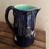 Blue earthenware pitcher