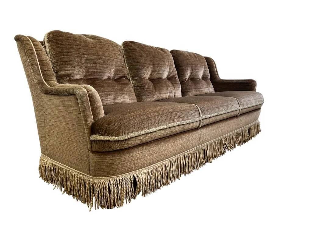 SOFA / SOFA / THREE SEATER VINTAGE IN VELVET WITH FRINGES