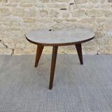 Tripod coffee table, free form, wooden and Formica, 60s