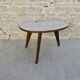 Table basse tripode forme libre, en bois et Formica années 60