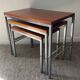 Trio of teak and chrome metal nesting tables from the 60s-70s