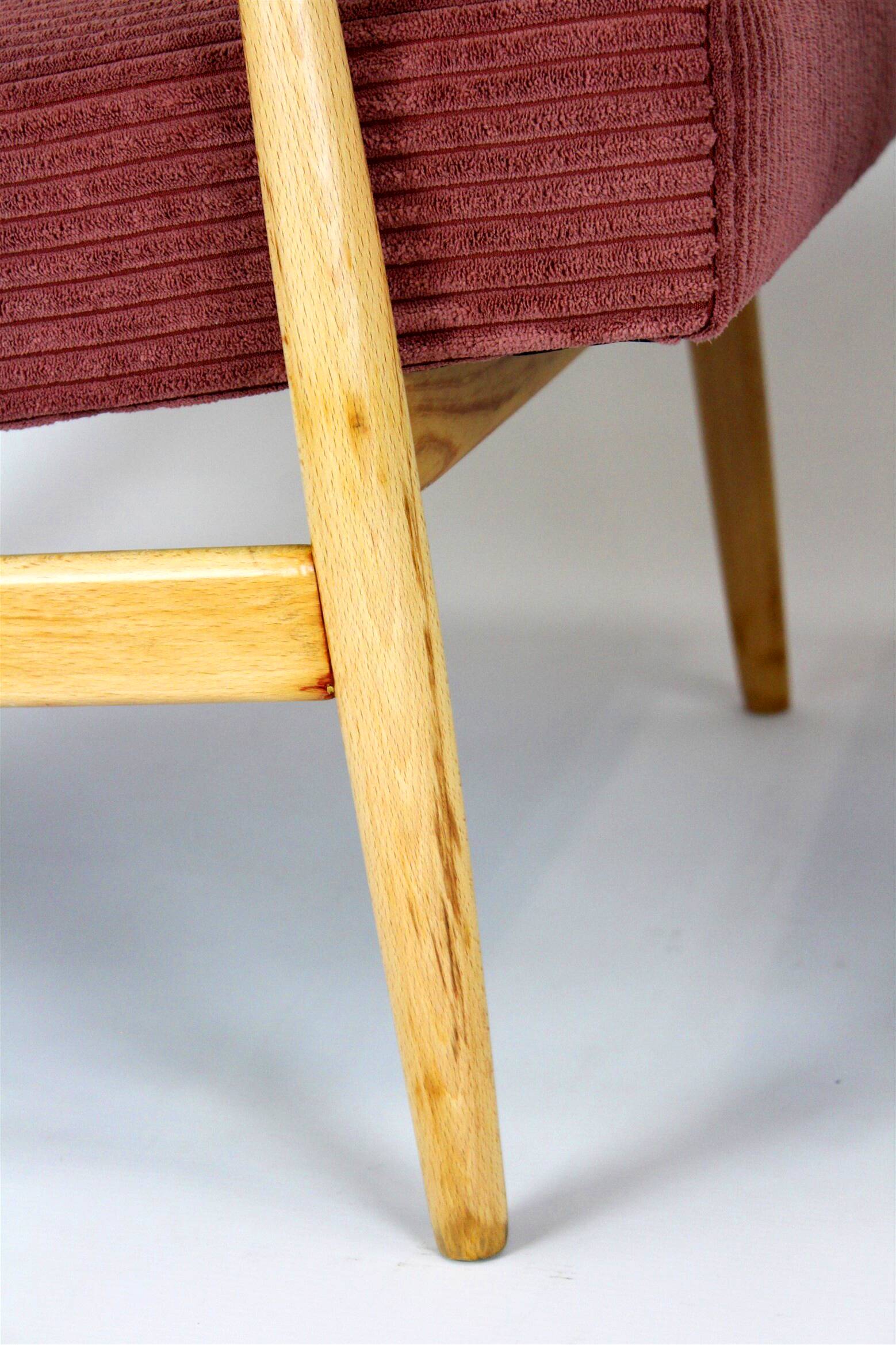 Restored Mid-Century Pink & Turquoise Beech Armchairs, 1960s, Set of 2