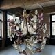 Suspension vintage fleur en laiton et verre