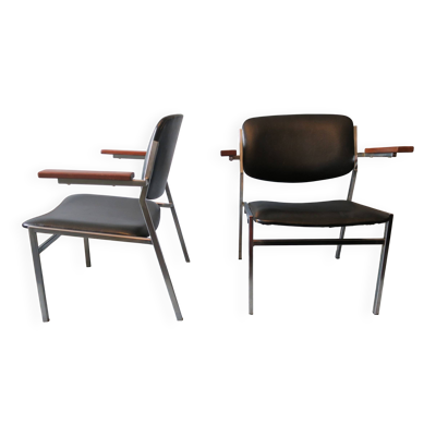 Paire de fauteuils Gijs van der Sluis modèle 57, Pays-Bas 1960