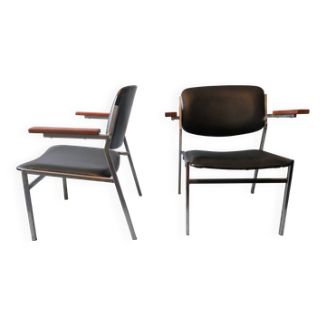 Pair of Gijs van der Sluis model 57 armchairs, Netherlands 1960s