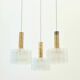 Mid-Century Modern Murano Ice Glass Triple Pendant Light from Doria, 1960s