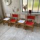 Set of 4 80s colored pine chairs